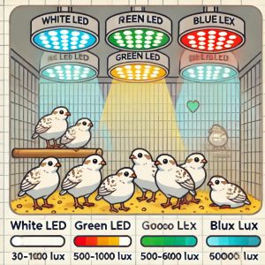 最佳飼養日本鵪鶉的燈光條件，包括不同顏色和亮度的LED燈